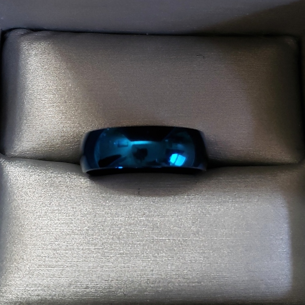Blue, Stainless Steel band ring